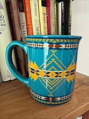 Pendleton Turquoise and Yellow Aztec Ceramic Mug